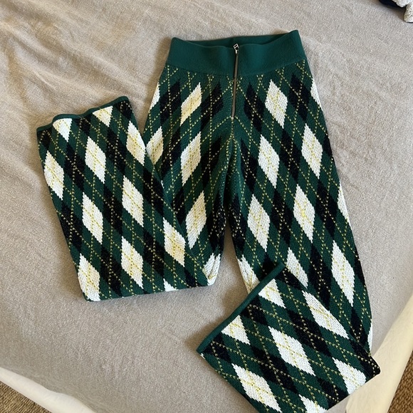 STAUD SET- Army Green Mohair Argyle Sweater Set - Picture 7 of 14